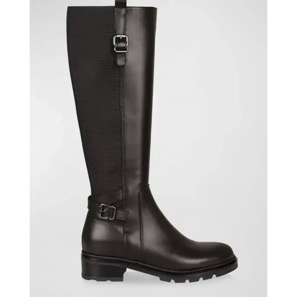 La Canadienne Saint Riding Boots Black Leather Knee High Buckle Lug Sz 9 Women